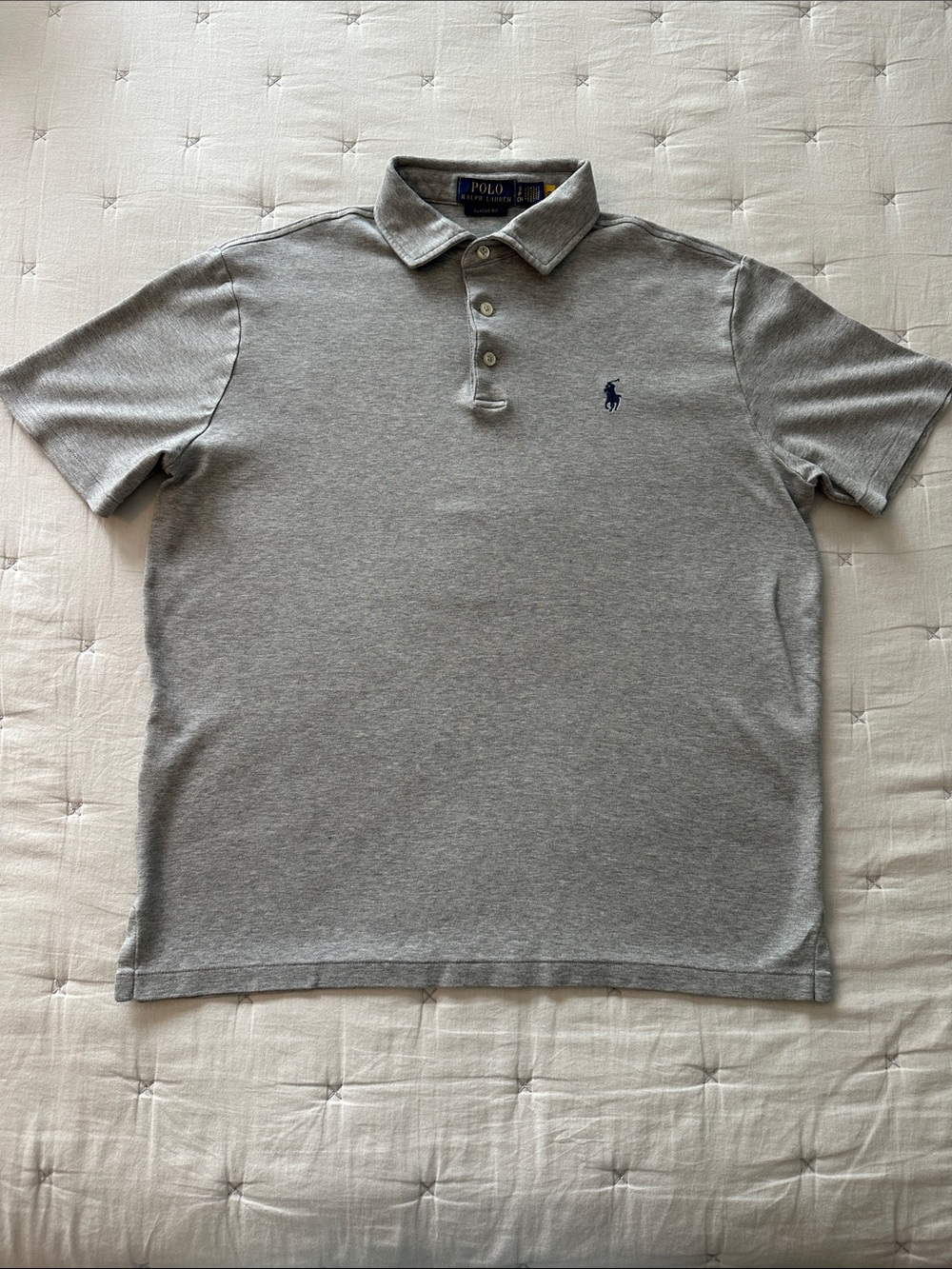 Polo by Ralph Lauren Light Gray Polo with Navy Pony Embroidery